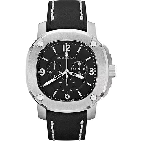 burberry men luxurious chronograph watch bby1100|Burberry Swiss The Britain LumiNova Black Leather Men .